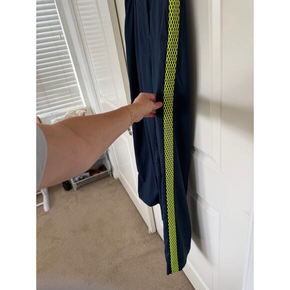 WILDFANG Empower Colorblock Mesh Stripe Wide Leg Trousers Pants Blue Neon 12 - Picture 4 of 6